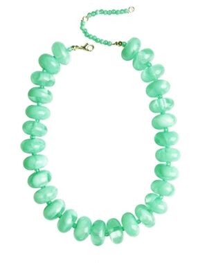 Chunky mint green jelly resin necklace; 15.75"L; 3.54"ext; Baublebar look; nwot
